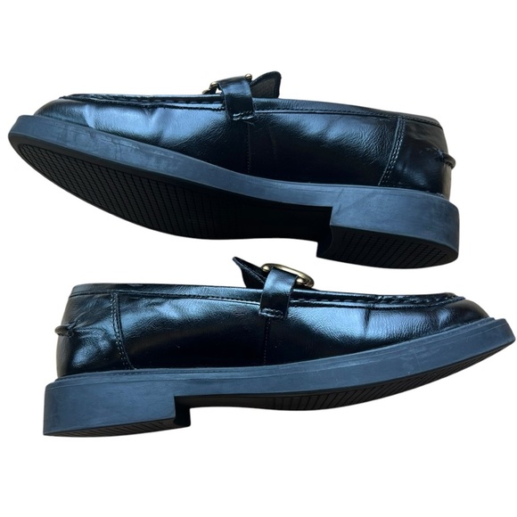 Steve Madden, Sheyla Black Vegan Leather Goldtone Bit Buckle Loafers Size 9.5 - Picture 5 of 8
